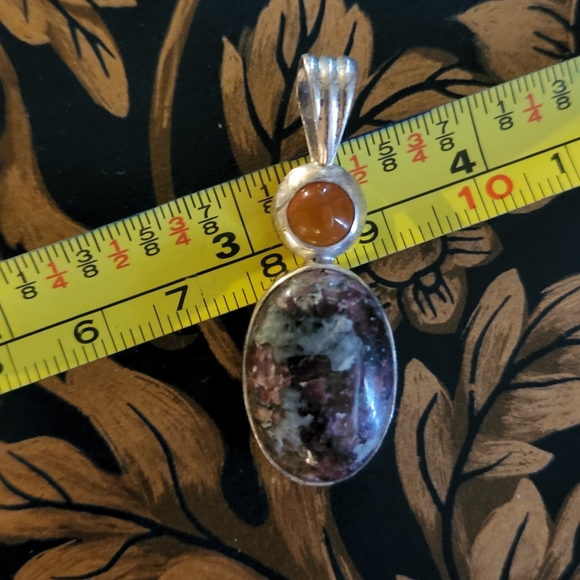 handmade Jewelry - Rubelite & Carnelian Silver pendant